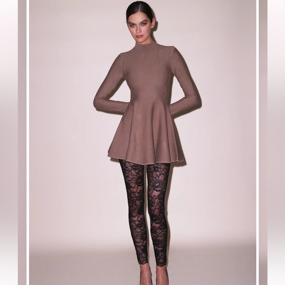 Fleur du Mal LONG SLEEVE FLARED CORSET, Latte, Small - Picture 4 of 8